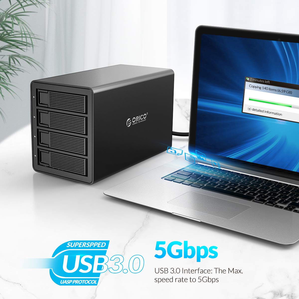 ORICO 4 Bay USB 3.0 to SATA External Hard Drive RAID Enclosure Support