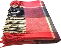 Vista 18 de NY GOLDEN FASHION Bufanda de invierno de gran tamaño para mujer, diseño de tartán escocés, a cuadros, con tacto de cachemira rojo (Red Tartan)