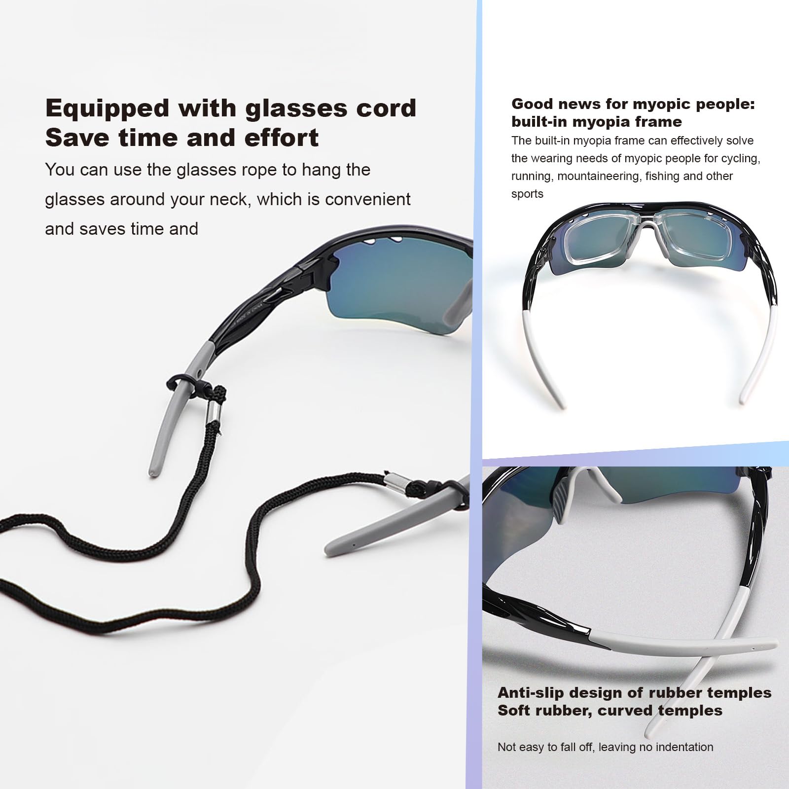 Kinder Fahrradbrille Alter 8-12 Jahre Polarisierte Sportsonnenbrille UV400 Schutz 3 Gläser Leicht