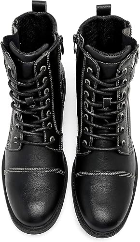 Miniatura 7 de AMAPO Botas Oxford para hombre, botas de vestir con hebilla, botas casuales para hombres con cremallera lateral con cordones