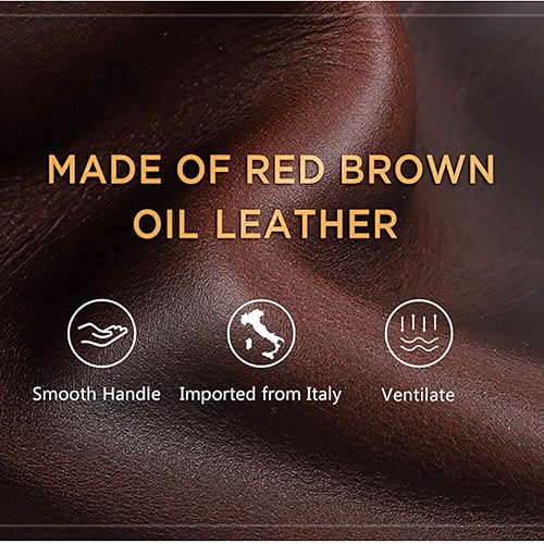 Miniatura 7 de Hiram Funda de cuero genuino con 2 dedos de aceite marrón para puros, humidor de puros potable forrado de cuero natural (para dos puros marrón)