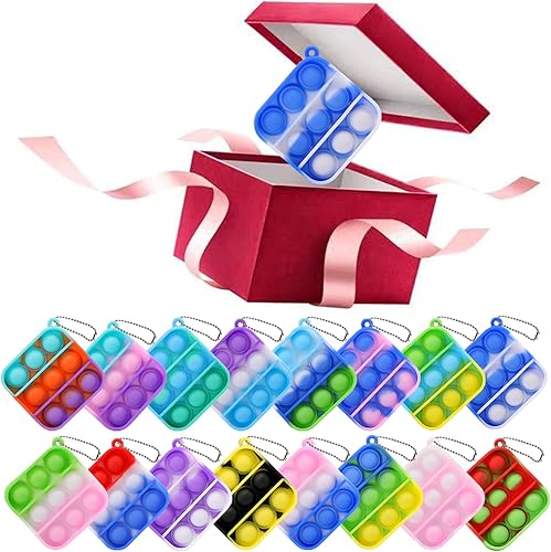 Miniatura 2 de Paquete de 32 juguetes para la ansiedad llavero simple de burbujas para reventar juguete sensorial para aliviar el estrés del arcoíris juguetes de