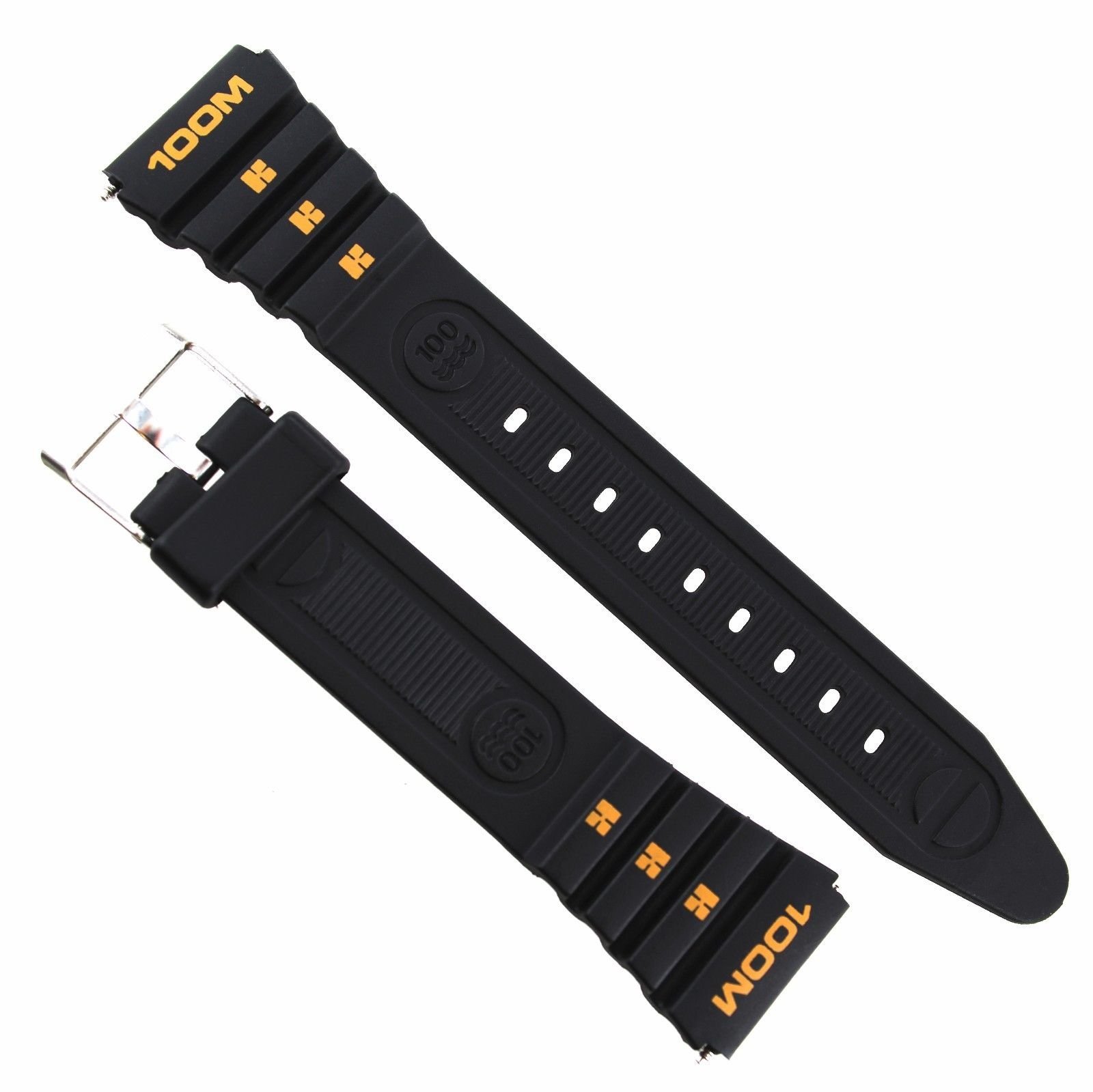19mm Flex-On Black Orange 100M Rubber Fits Ironman Watch Band BUY 1 GET 3 FREE