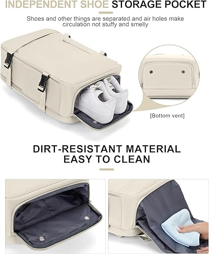 Miniatura 5 de WONHOX Mochila de viaje para mujeres y hombres, mochila para laptop con compartimento para zapatos, mochila impermeable para senderismo