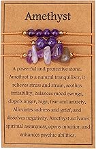 Fashion Base Amethyst Crystals and Healing Stones Bracelet for Women, Fertility Bracelet Protection Luck Bracelet Clam Bracelet Love and Happiness Bracelet Wish Bracelet Reiki Gift (Amethyst-3 pcs)