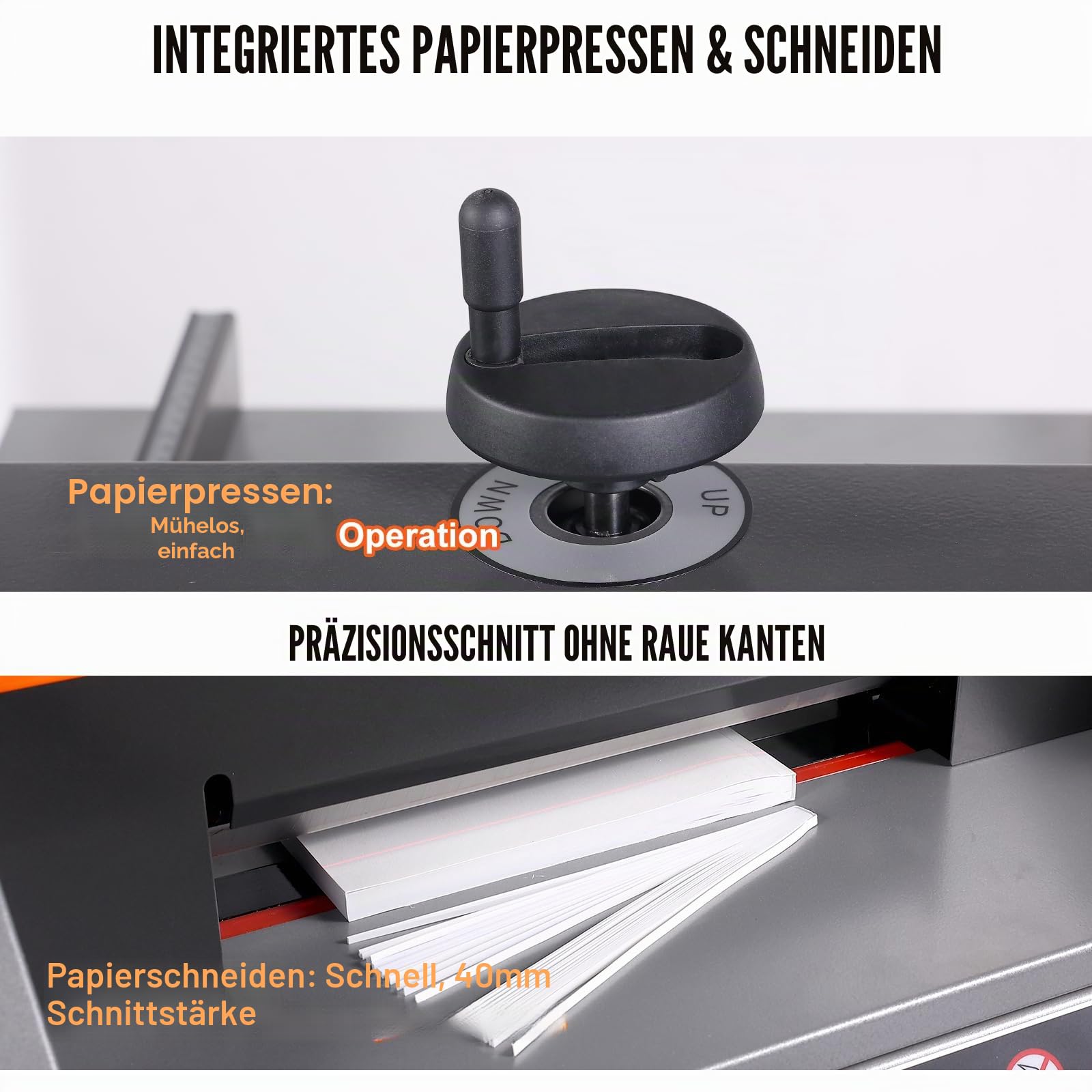 VEVOR Papierschneidemaschine, Schnittbreite von 0 – 330, elektrischer Papierschneider, Lenkrad und Stahlklinge, Papierschneider, 360°-Rollen