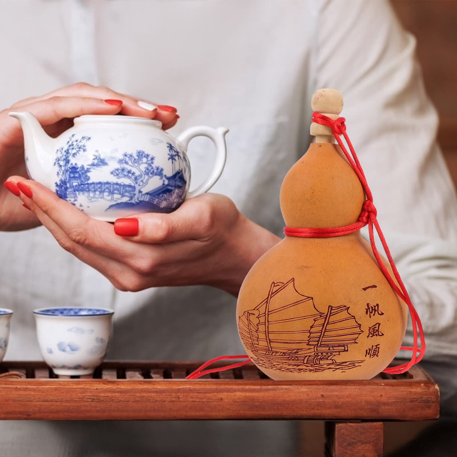 Gourde Naturelle Chinoise Hu Lu - Bouteille D'eau D'extérieur Avec
