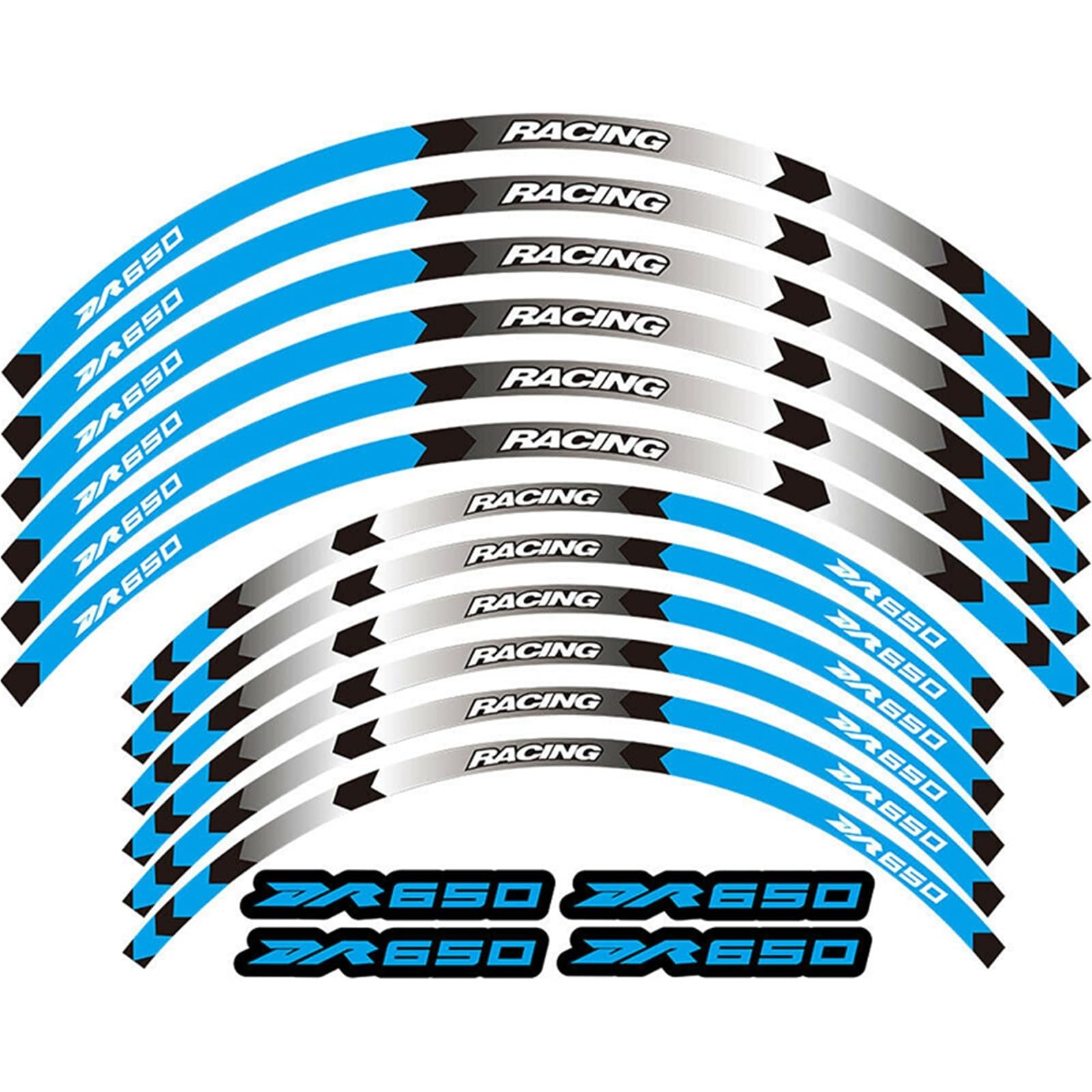 Dekorative Aufkleber Motorrad Räder Aufkleber Felge Reifen Reflektierende Streifen Zubehör Wasserdicht Set Für Suzuki DR650S DR650SE DR 650S 650SE 650 S SE(Blu)