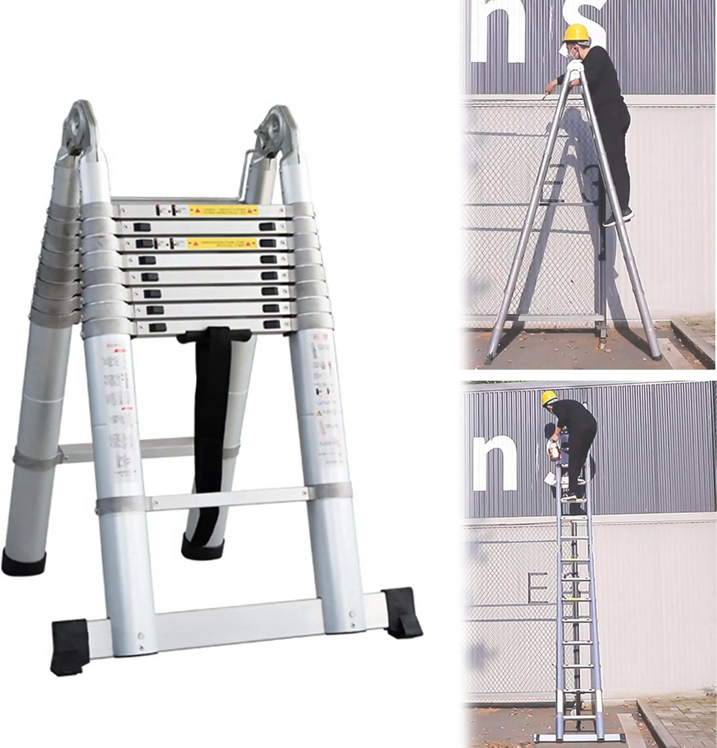 Telescopic Ladder Multifunctional Metal Telescoping Ladder for Indoor/Outdoor Work, Heavy Duty Extension Telescopic Ladder with Balance Rod, 330 Lb Capacity (Size : 5.6m/18.4ft)