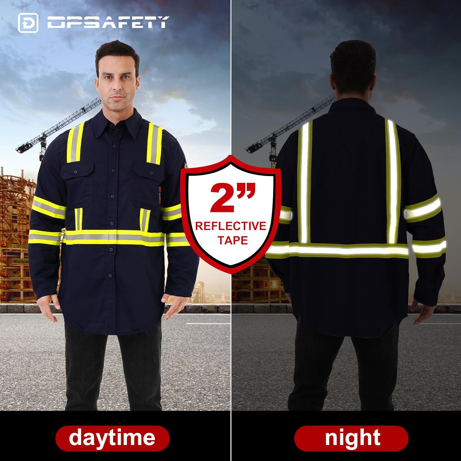FR Shirts for Men 7oz High Visibility Fire Resistant Shirts Welding Shirt Quick Dry Safety T Shirts (X-Large)