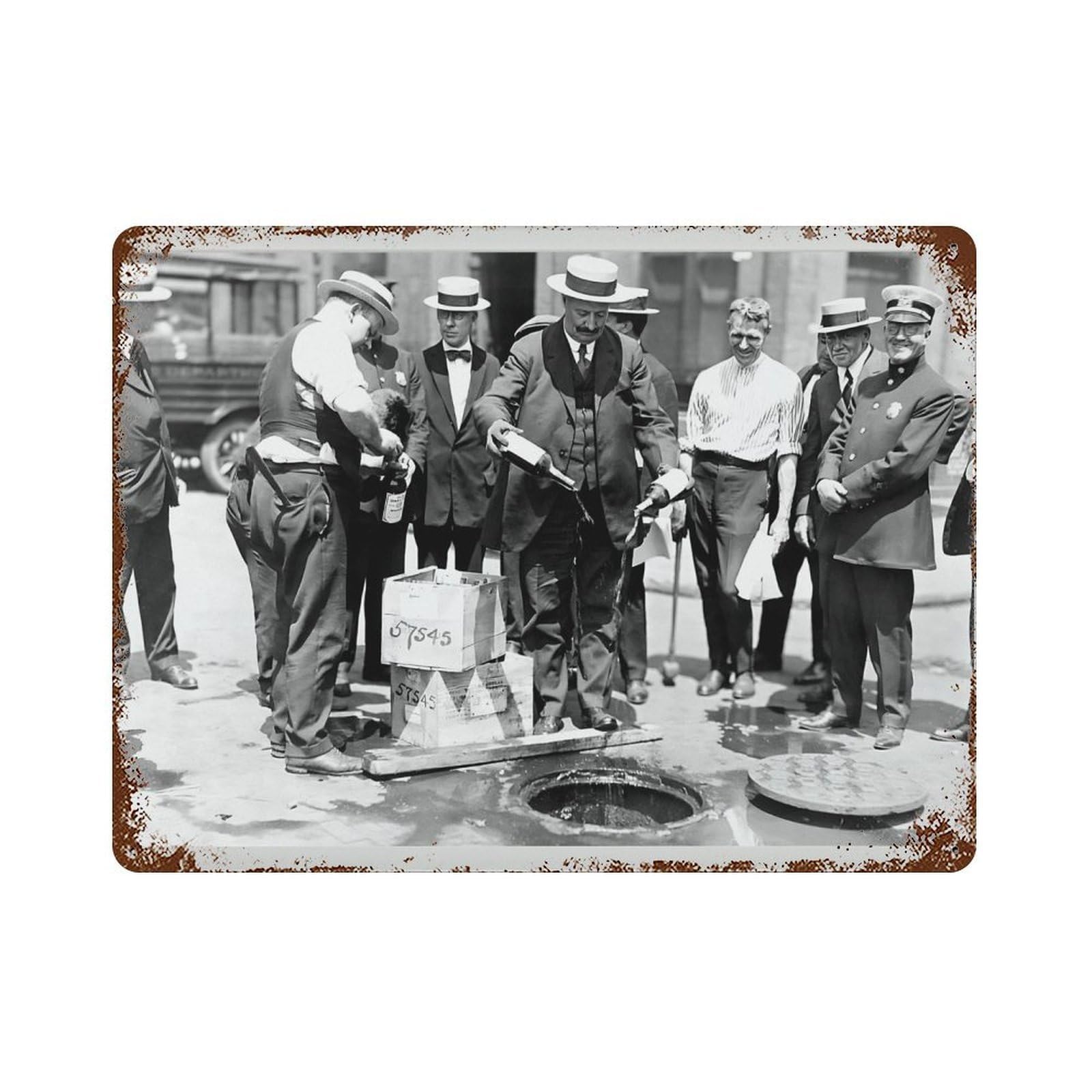 xiaoxiaoshen Beer Raid During Prohibition – Black And White Retro Bar Posters Wall Decor Art Metal Tin Poster Modern Home Decor Art Home Bar Shop Decorations Vintage Sign 30x40cm