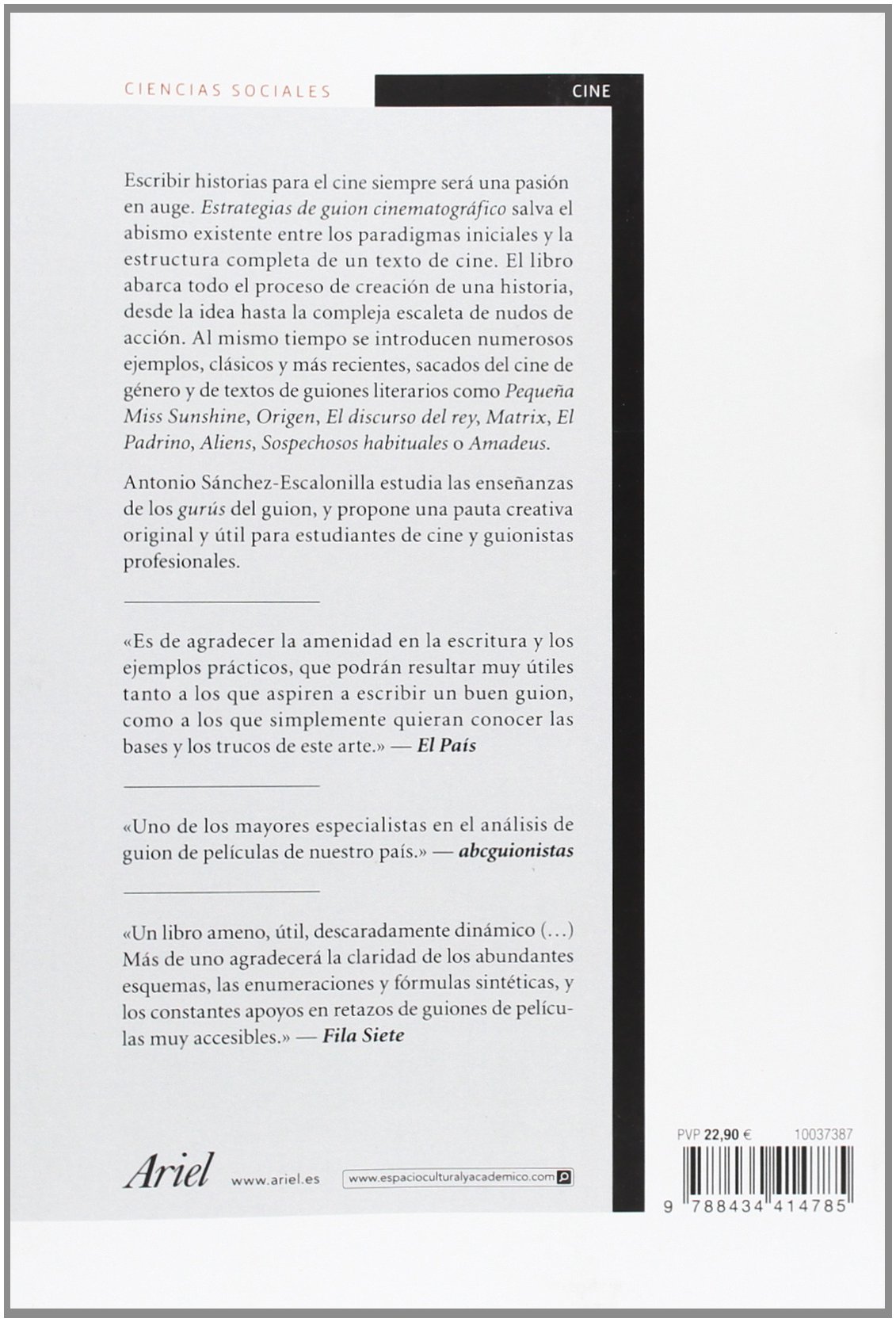 Estrategias de guion cinematográfico: El proceso de creación de una historia (Ariel Ciencias Sociales)