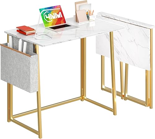 Miniatura 84 de 4NM Escritorio plegable pequeño de 31.6 pulgadas, escritorio plegable de oficina en casa, mesa de estudio para dormitorio pequeño que ahorra natural