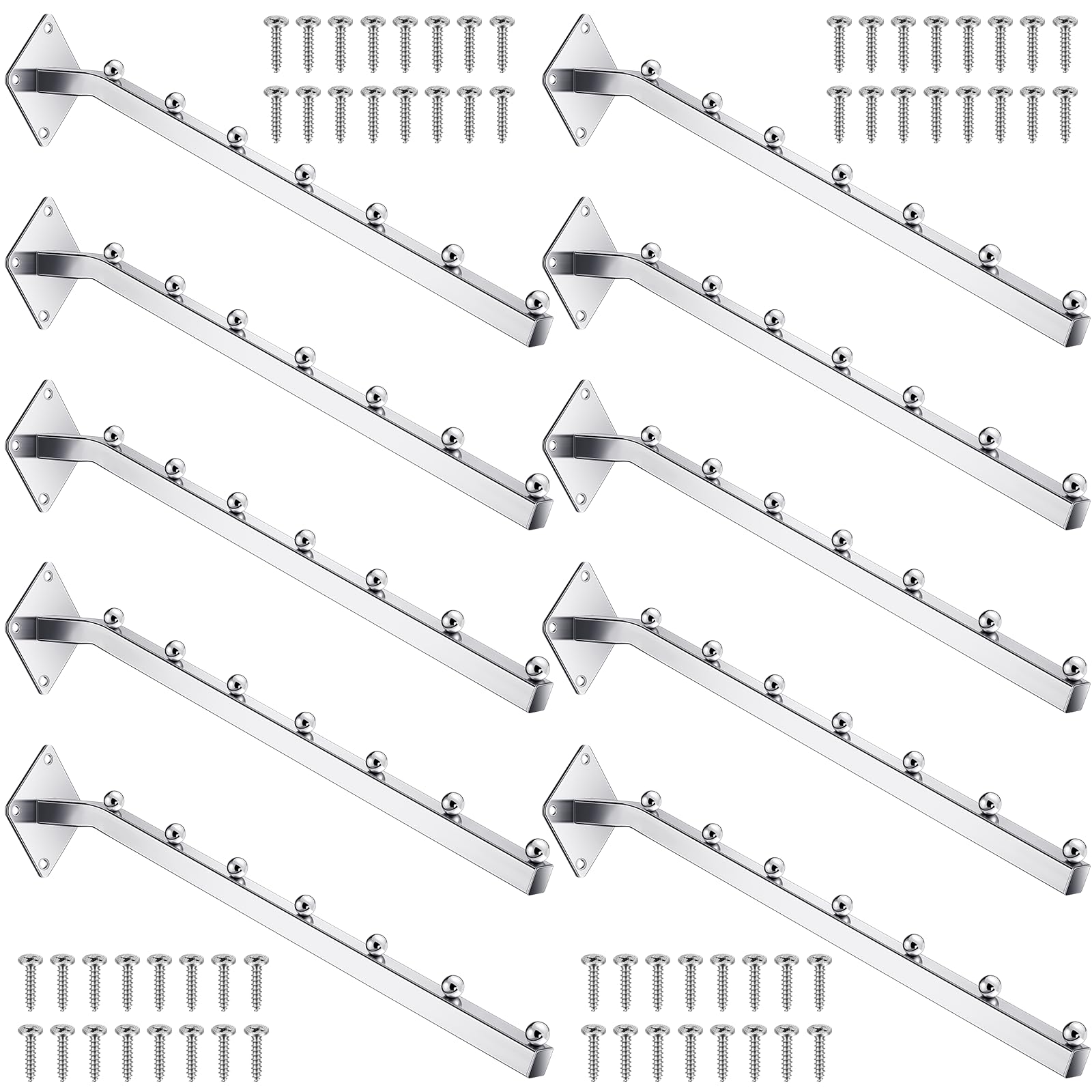 Vesici 10 ganchos de cascada de 7 bolas de 18 pulgadas para montaje en pared, perchero de ropa resistente, ganchos montados en la pared para baño, dormitorio, lavandería, exhibición de ropa