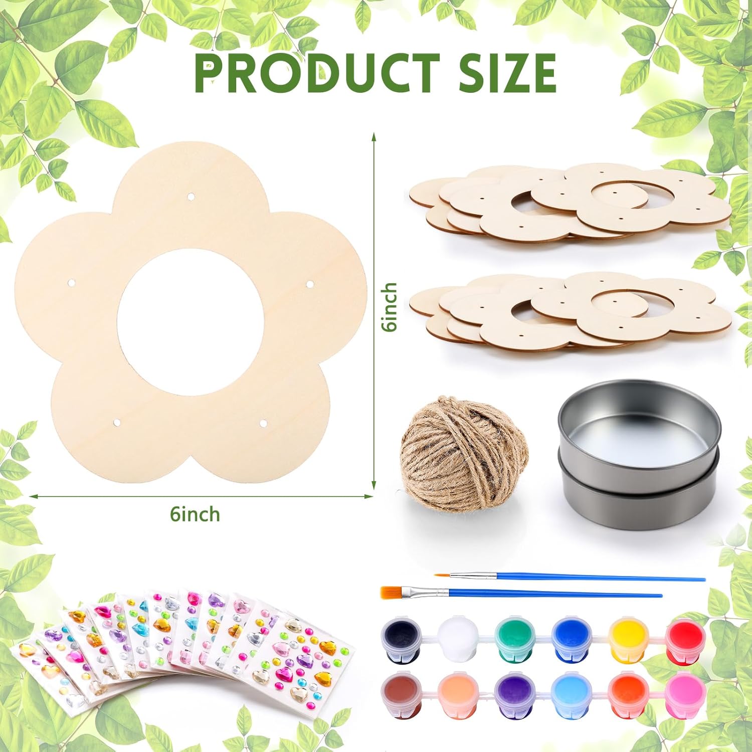 CroBlissful 12 Pack Bird Feeder Craft Kits for Kids DIY Your Own Bird Feeders with Paint and Paintbrushes Wooden Arts and Crafts for Kid Ornaments to Paint Feeders Craft for Garden(Flower Shape)
