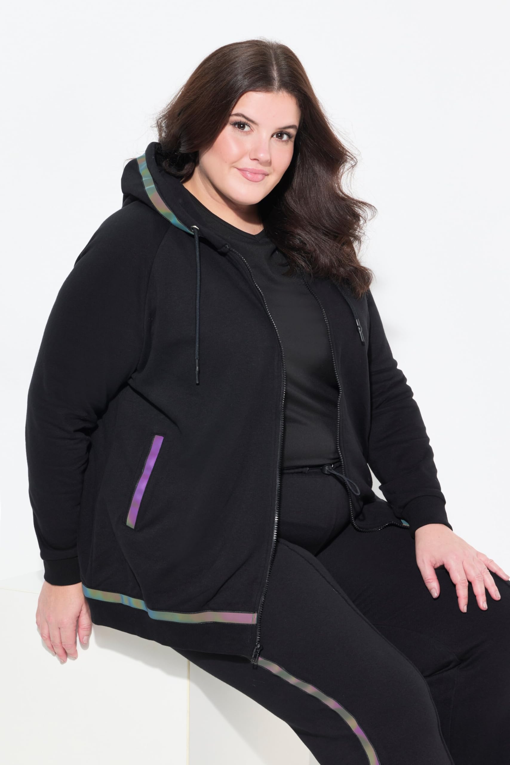 Ulla Popken Pantalon de Jogging À Rayures Réfléchissantes Femme