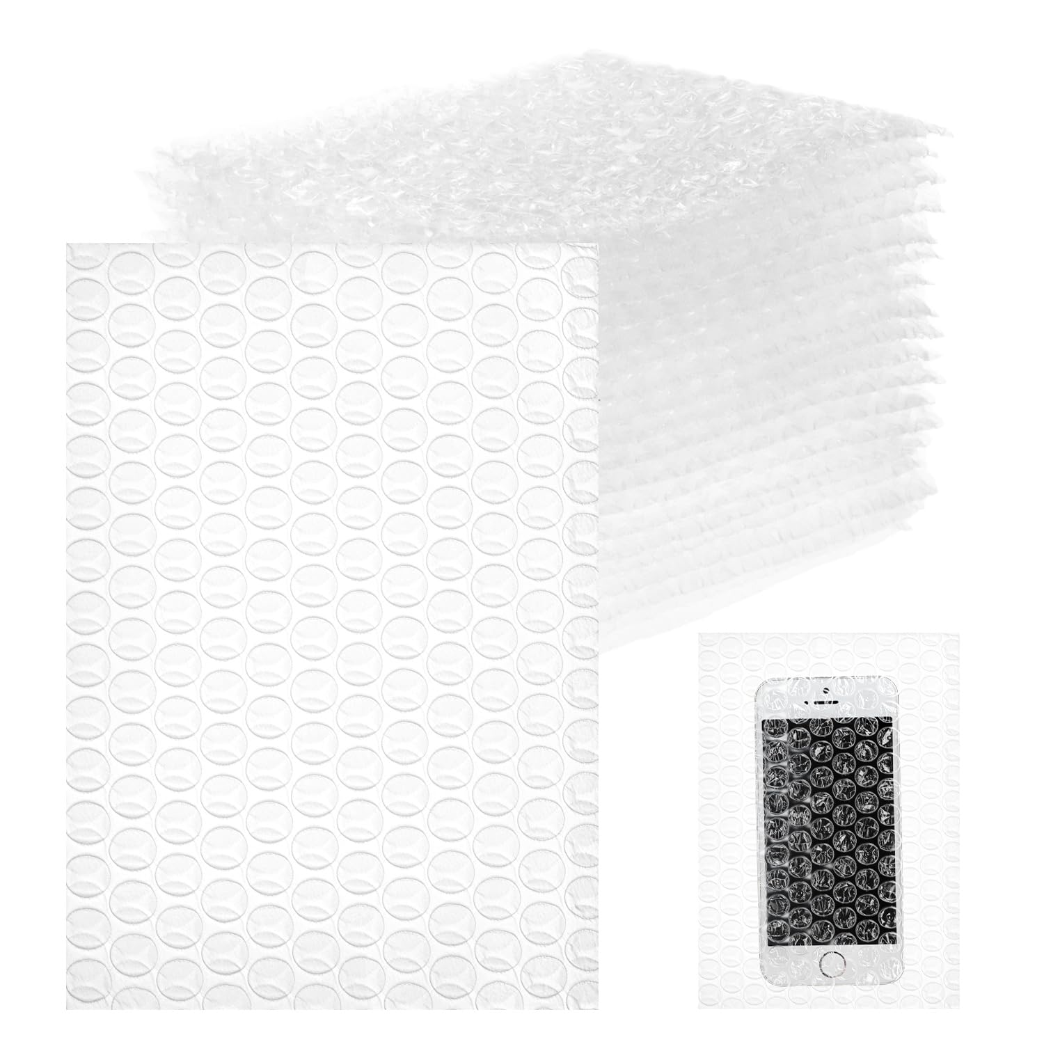 QWORK® 200 Pezzi papier bulle, 10 x 15 cm sachets à bulles transparent