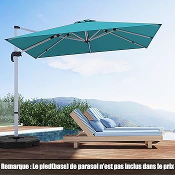 Parasol Déporté COSTWAY 3x3m - Inclinable Et Rotatif 360° - Double Toit - Base Croisée Incluse