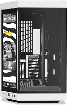 Hyte Y70 Touch Infinite Dual Chamber ATX Mid Tower Modern Aesthetic Case with Integrated 2.5K LCD Touchscreen - Panda