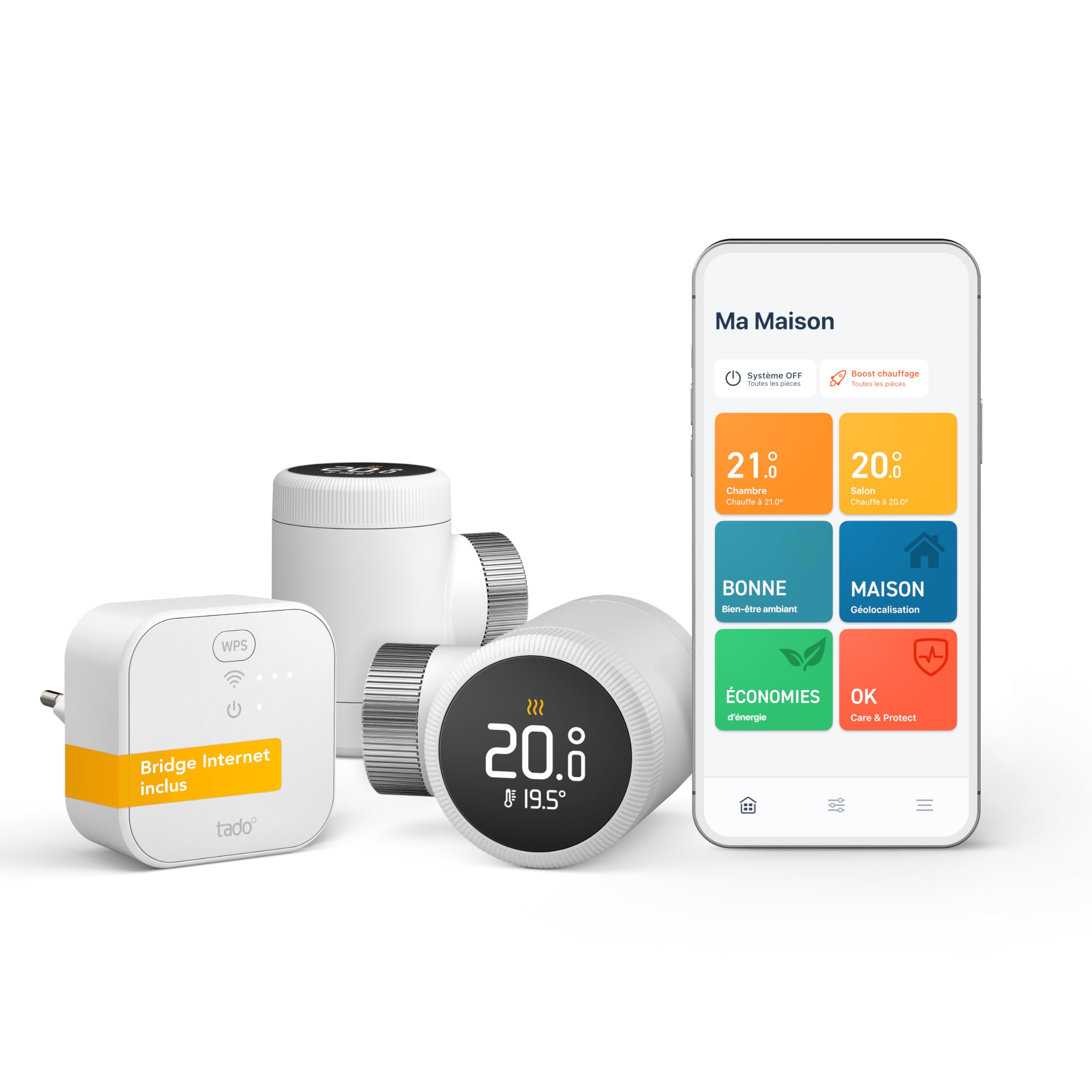 Tado tado° Smart Thermostat X, kit de démarrage avec Bridge X, gestion du radiateur via une application et une enceinte connectée (Alexa, Siri, Google Assistant), pas compatible avec tado° V3+