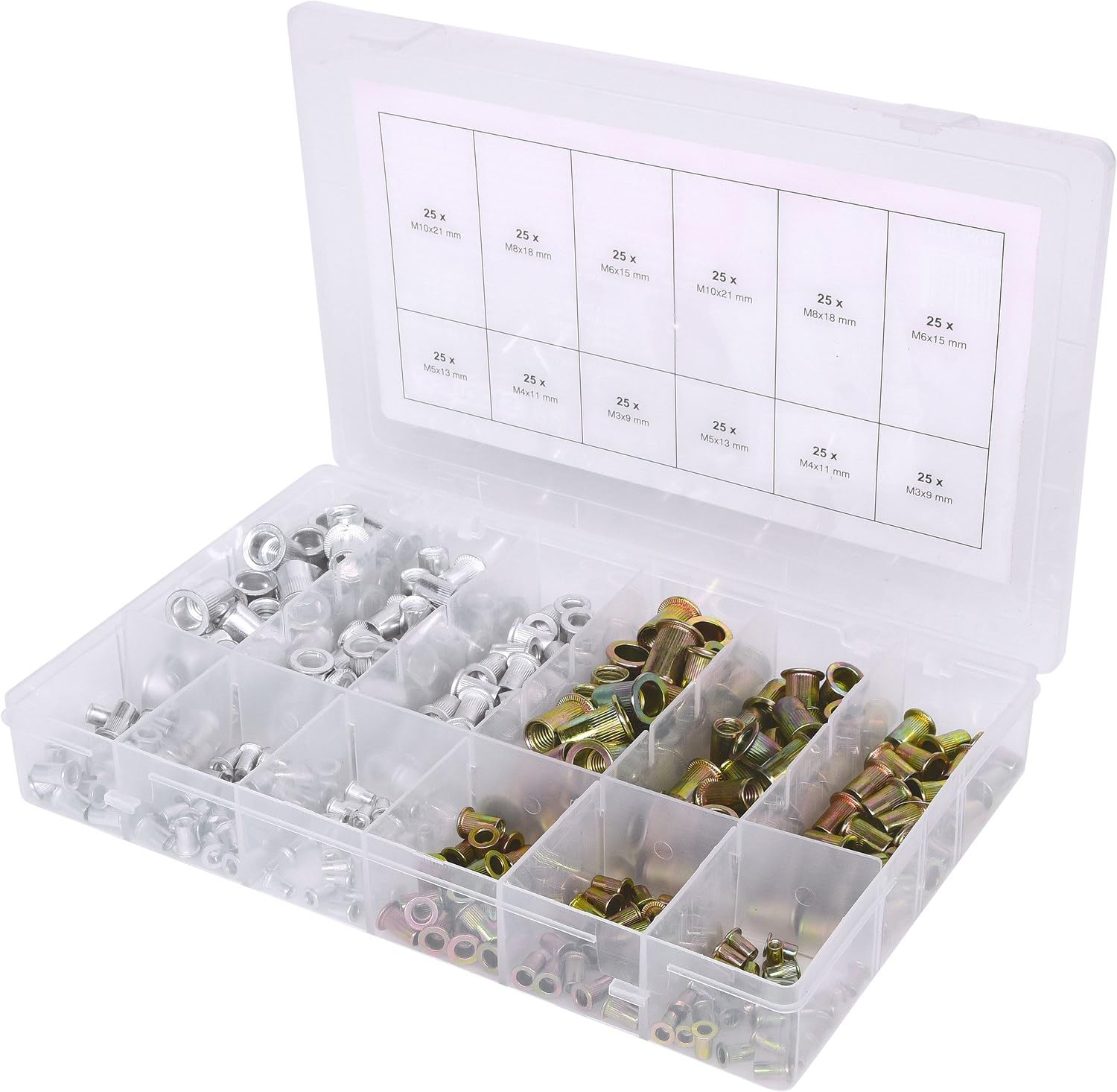 KS Tools 970.0630 Threaded Rivets Assortment Stl + Alu, M3X9mm-M10...