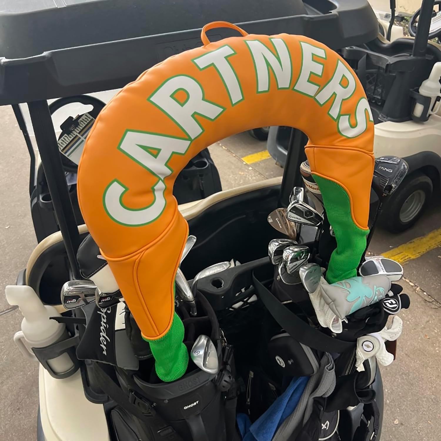 Cartners Golf Headcover - Orange & Green, Dual Driver & Fairway Wood Club Cover, Padding Protection Accessory, Fits Most Clubs, Cart Buddies