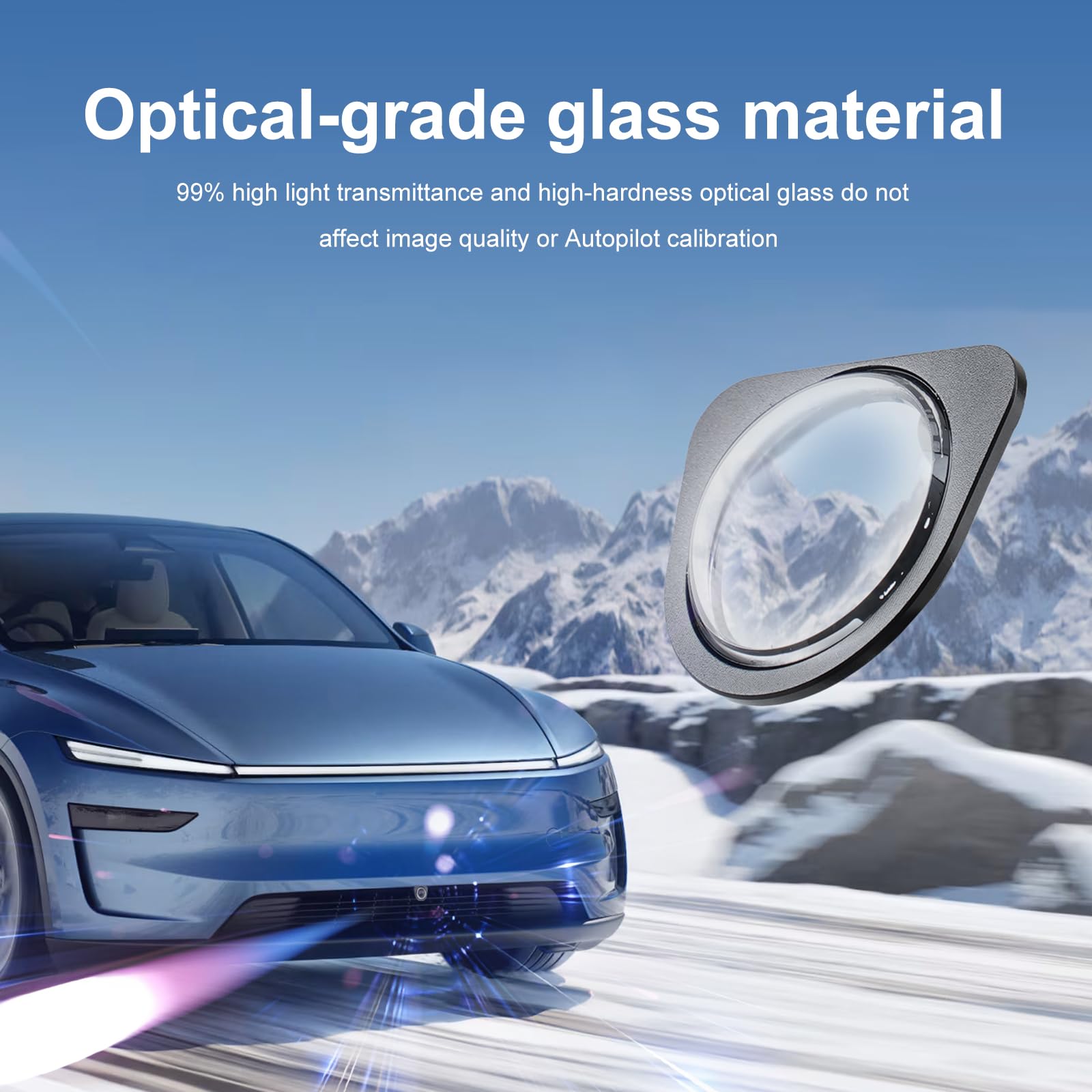 Protezione per obiettivo fotocamera anteriore per Tesla Model Y Model 3 2025-2026, copertura paraurti anteriore in vetro temperato, resistente a graffi e cadute, HD trasparente, facile da installare
