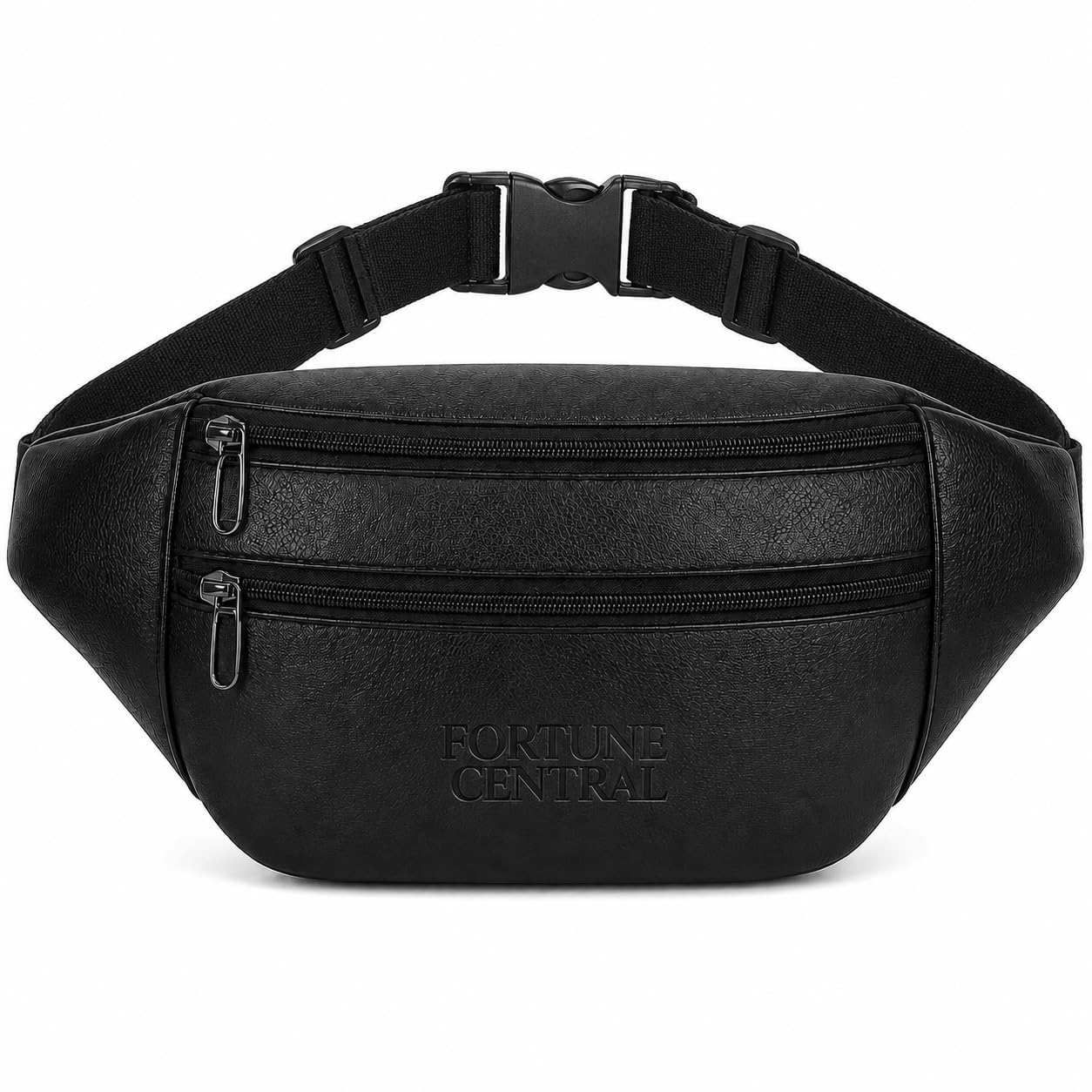 fortune central Waist Bag for Men – Stylish,Premium PU Leather, Adjustable Strap, Waterproof. (Black)-picture-28