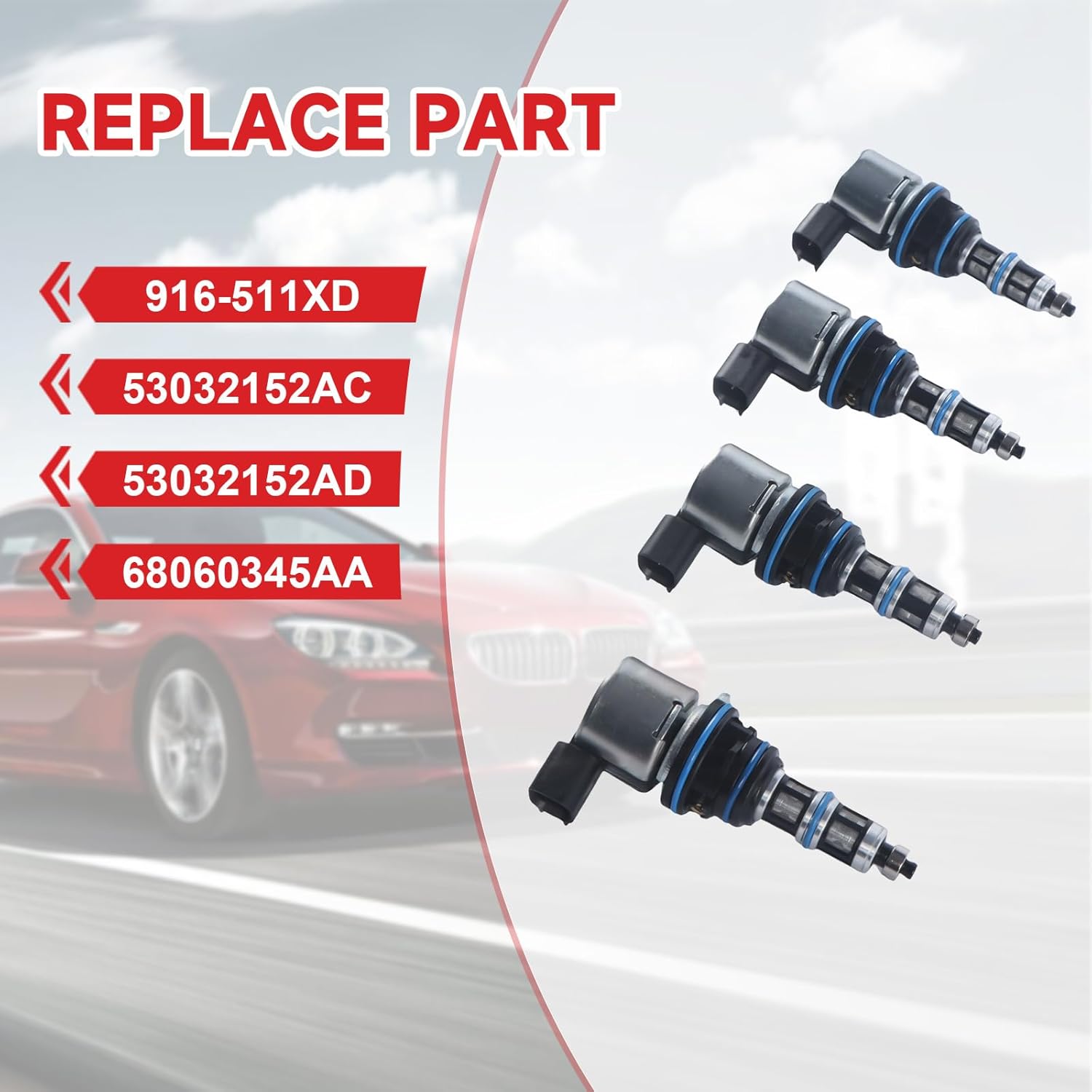 4Pcs OEM Multiple Displacement Solenoid 53032152AD for 2007-2005 300 C 5.7L V8-Gas, for 2009-2007 Aspen Limited 5.7L V8-Gas, for 2009-2006 Grand Cherokee Limited