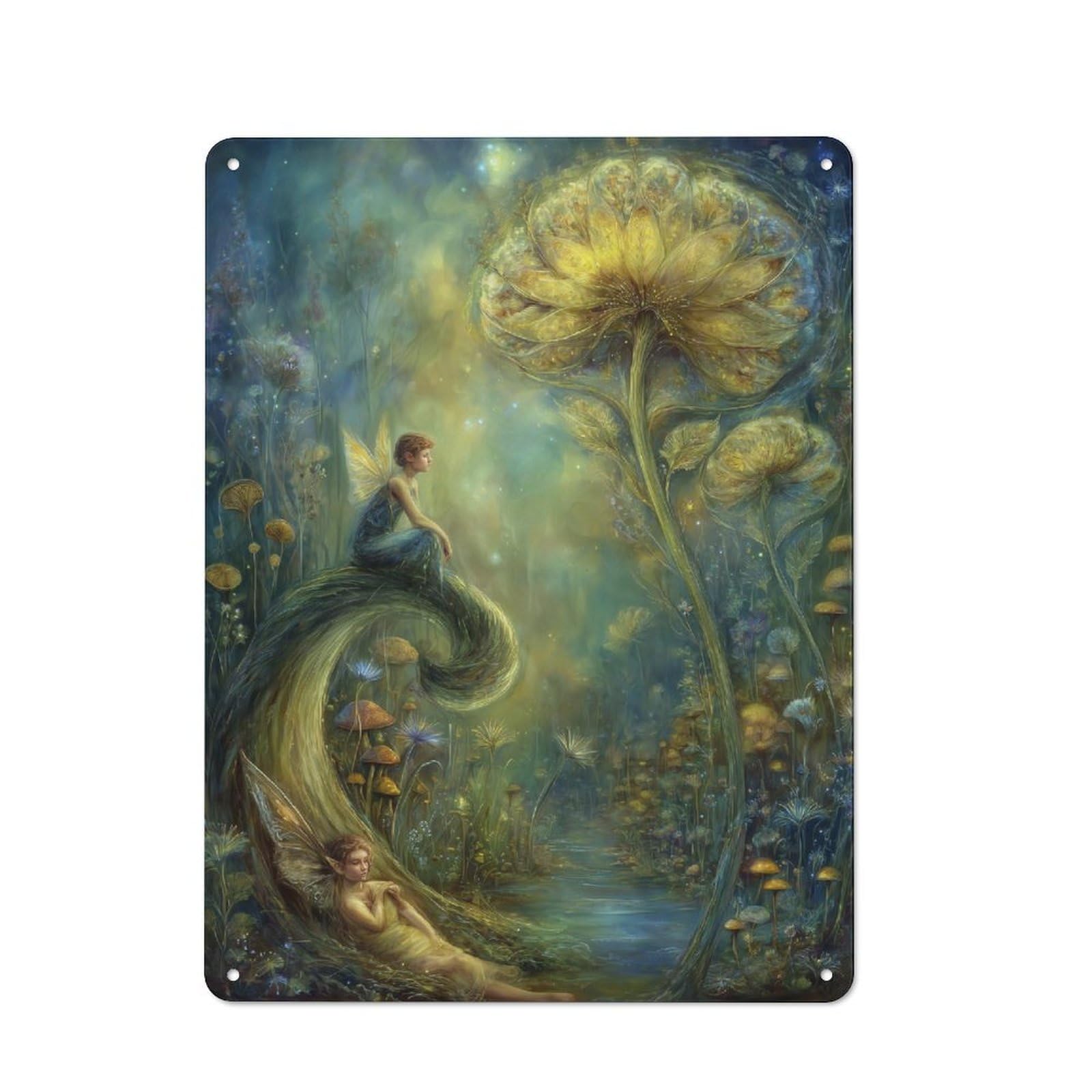 Junmoney Enchanted Fairy Realm Rustic Tin Sign 40X30cm Featuring For Living Room Wall, For Metal Sign Collectors, For Garage And Workshop Walls