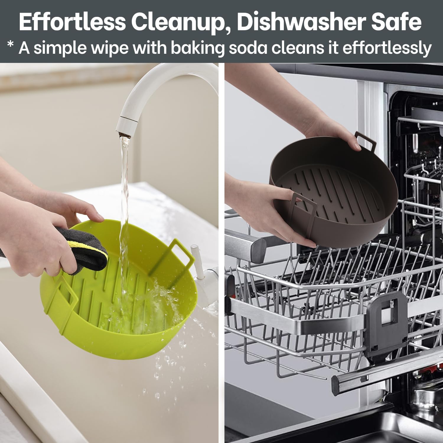 Air Fryer Silicone Liners 4QT For Ninja AF101, 2 Pack BPA Free Platinum Air Fryer Basket Liners with Handle, Round Reusable Liner Ninja Fryer Accessories, Upgrade - Image 7