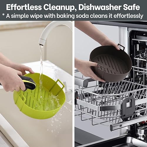 Miniatura 7 de Revestimientos de silicona para freidora de aire 4QT para Ninja AF101, paquete de 2, revestimientos de cesta de freidora de aire de platino libres