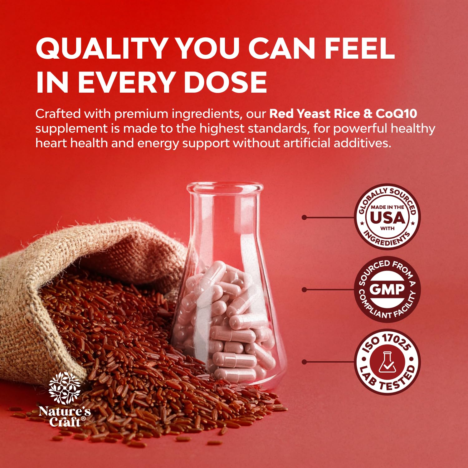 Red Yeast Rice with CoQ10 Supplement - Healthy Heart Support - 120 Ct — Amazon image 2