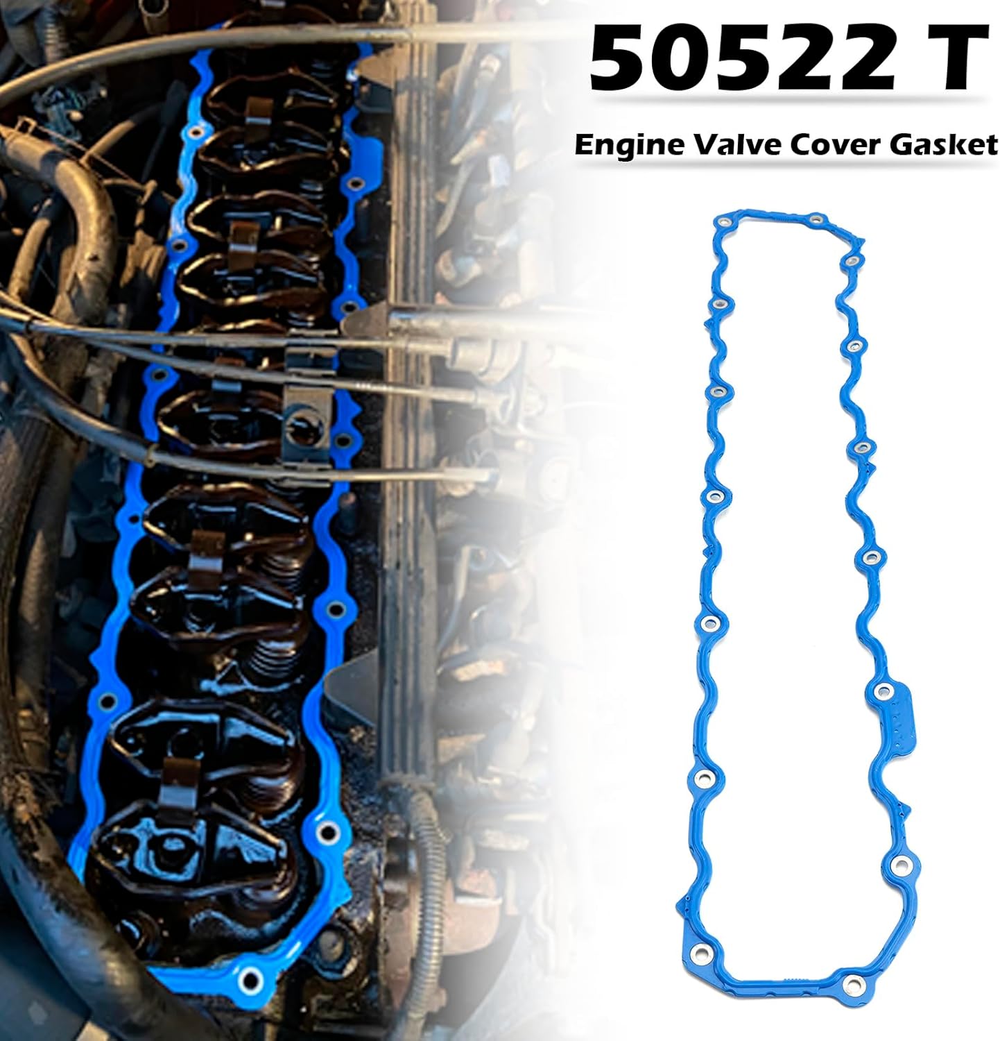 Areyourshop 50522 T Engine Valve Cover Gasket fit for Jeep 4.0L Models for 1987-1995 Cherokee, Wrangler, Comanche, Grand Cherokee, Wagoneer, J10, CJ7 Select Models Rubber Gasket Leak-Proof Seal