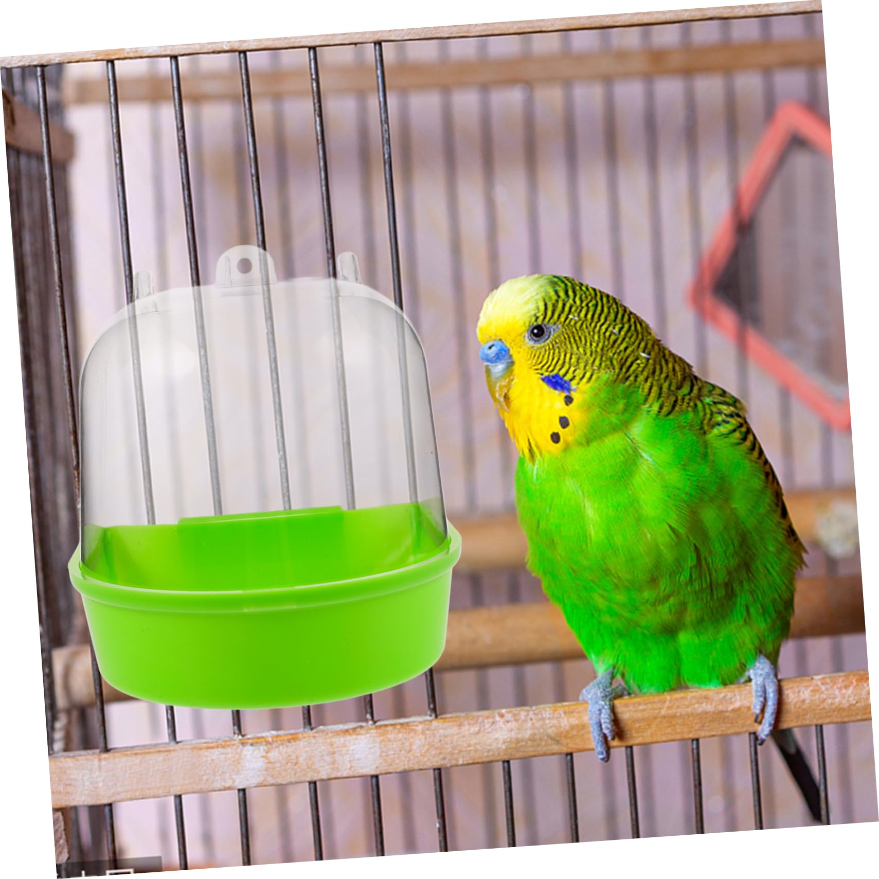 BESPORTBLE 4pezzi Vasca da Bagno per Uccelli Box da Bagno per Pappagalli Vaschetta Appendibile per Pulizia e Divertimento Resistente e Riutilizzabile Accessori per Piccoli Animali Domestici