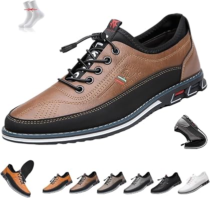 Mens Oxford Fashion Orthopedic Leather Shoes, Adjustable Lace-Up Lightweight Formal Casual Comfortable Business Shoes, Driving Working Walking Party Oxfords Loafers