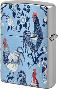 Lighter Case Compatible with Zippo Shell Only,Chicken in Blue Styleprinted No Insert Metal Lighter Case for Zippo