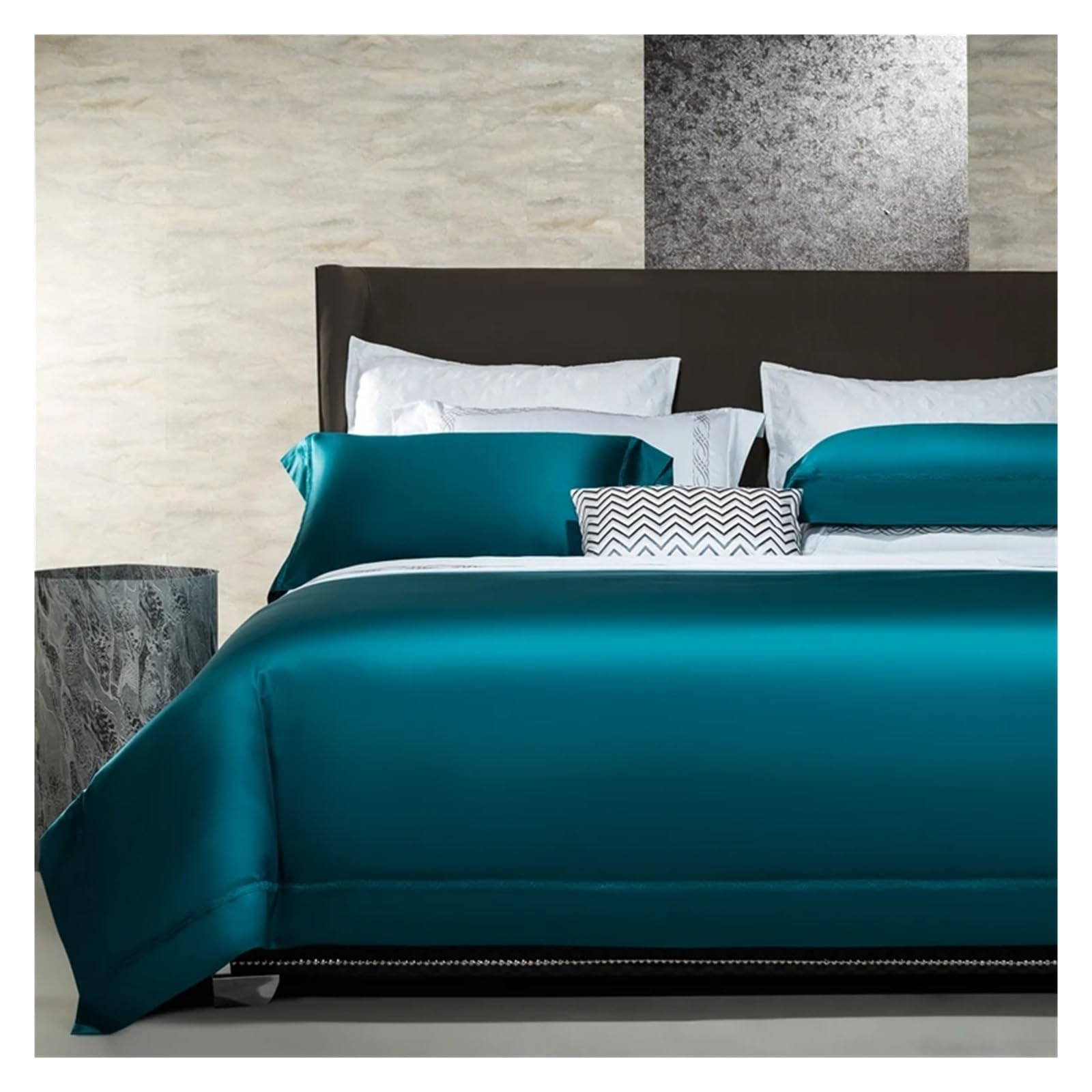 Sbcgfy Blue White Gray 2000Tc Pima Cotton Bedding Sets Duvet Cover Bedsheet Pillowcase 4Pcs Comfortable Bedding, Bedspreads,-Flat Bed Sheet-Queen 4Pcs