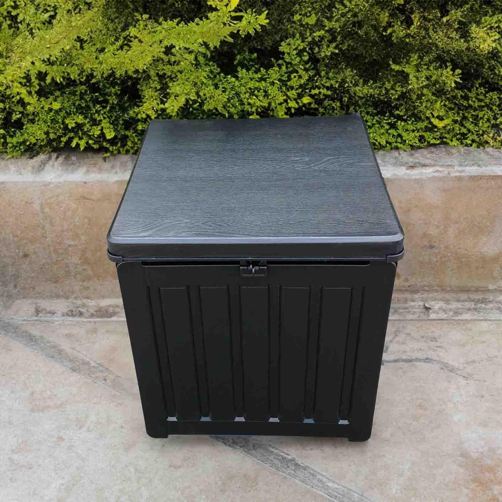 Gardiun Coffre en Résine Extérieur Soften Small 42,8x42,8x46,4 cm 76L, Sangle de Fixation pour Couvercle et Poignées Latérales