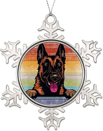 Miniatura 17 de Presa Canario Tree Decoration Ornament - Christmas Snowflake Ornament - Dog Lover Mom Gift Peeking Dog Snowflake Metal Ornaments for Xmas Tree LGBTQ