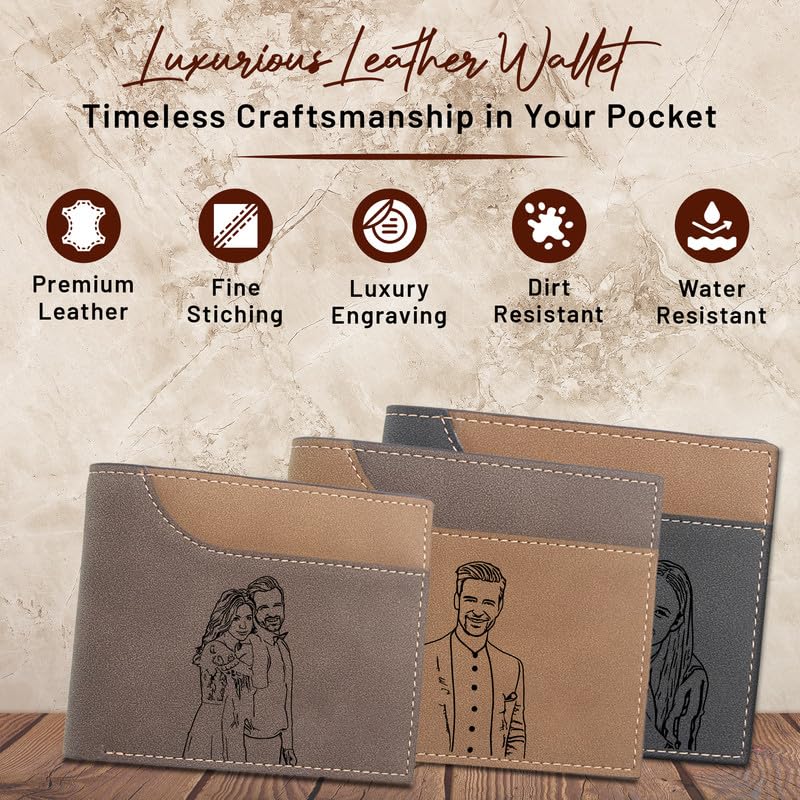 Personalized Passion Wallets for Men with Name & Photo - Luxurious & Durable PU Leather - Customized Engraved Bi-Fold Men's Wallets for Dad, Husband, Boyfriend, Brother, Son - Design 2 - Black3