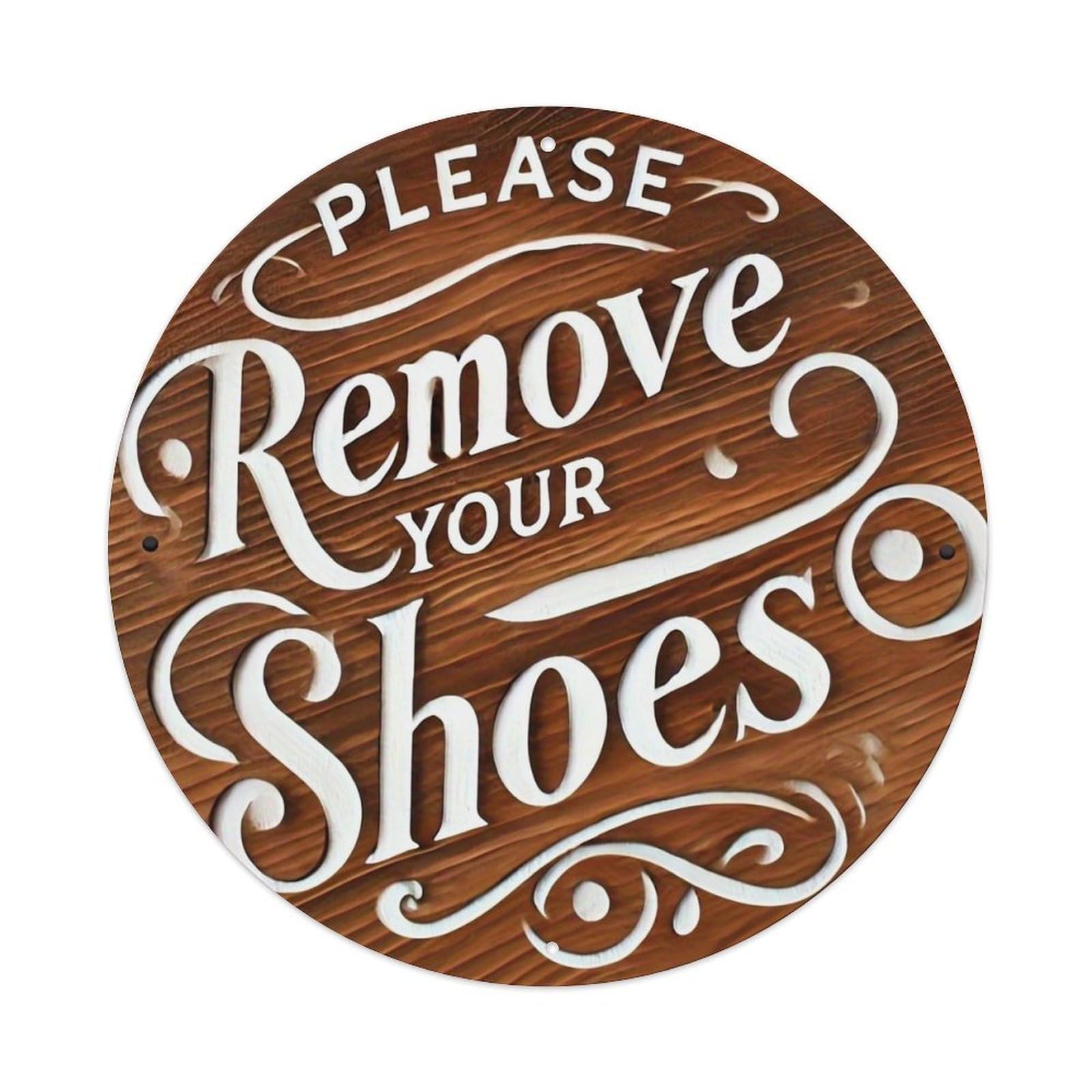 Please Remove Your Shoes Sign Retro Metal Tin Sign, Vintage Metal Poster for home, Gaming Room, Studio Workshop,Bar,Garage Wall Art Decor 8x8 inch
