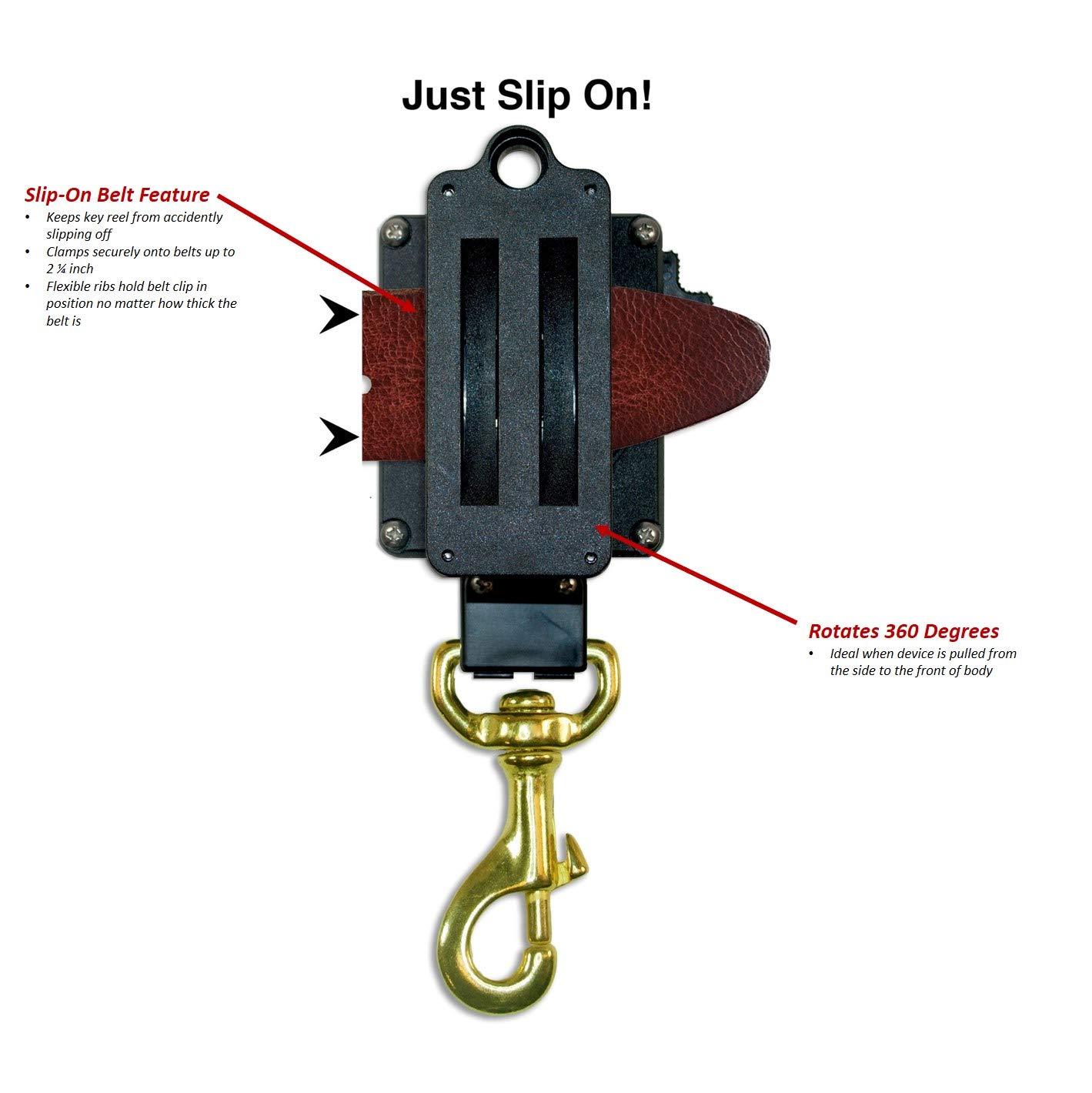 Lucky Line Ultra High Force Gear Keeper, Retractor de Llave de Resistencia Industrial suministrado con Broche de Perno Chapado en latón, Cable Kevlar de 28 Pulgadas, Resistencia a la Rotura de 80