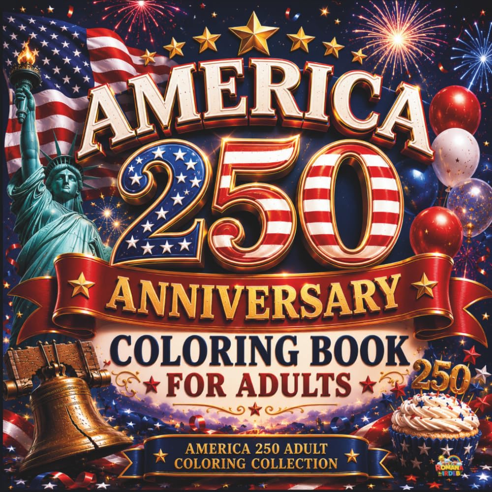 America 250 Anniversary Coloring Book for Adults: Celebrate America's 250th Birthday with Relaxing Patriotic Designs, Symbols, and Commemorative Coloring Pages (America 250 Adult Coloring Collection)