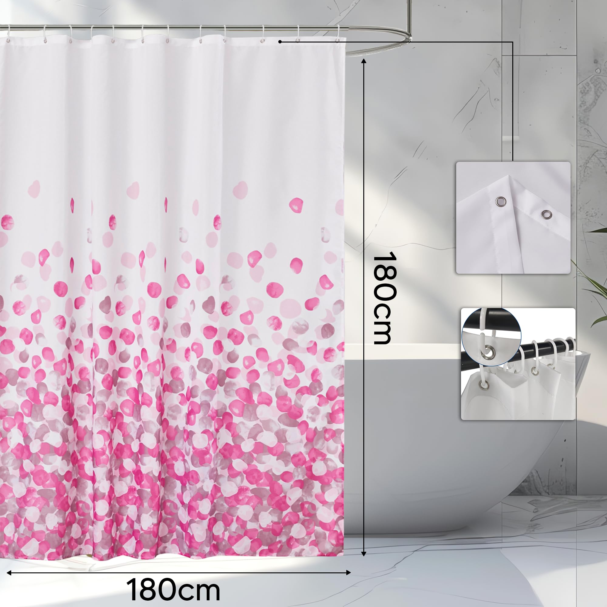 WedDecor Bathroom Shower Curtain Waterproof Mould Free Mildew Resistant - Image 2
