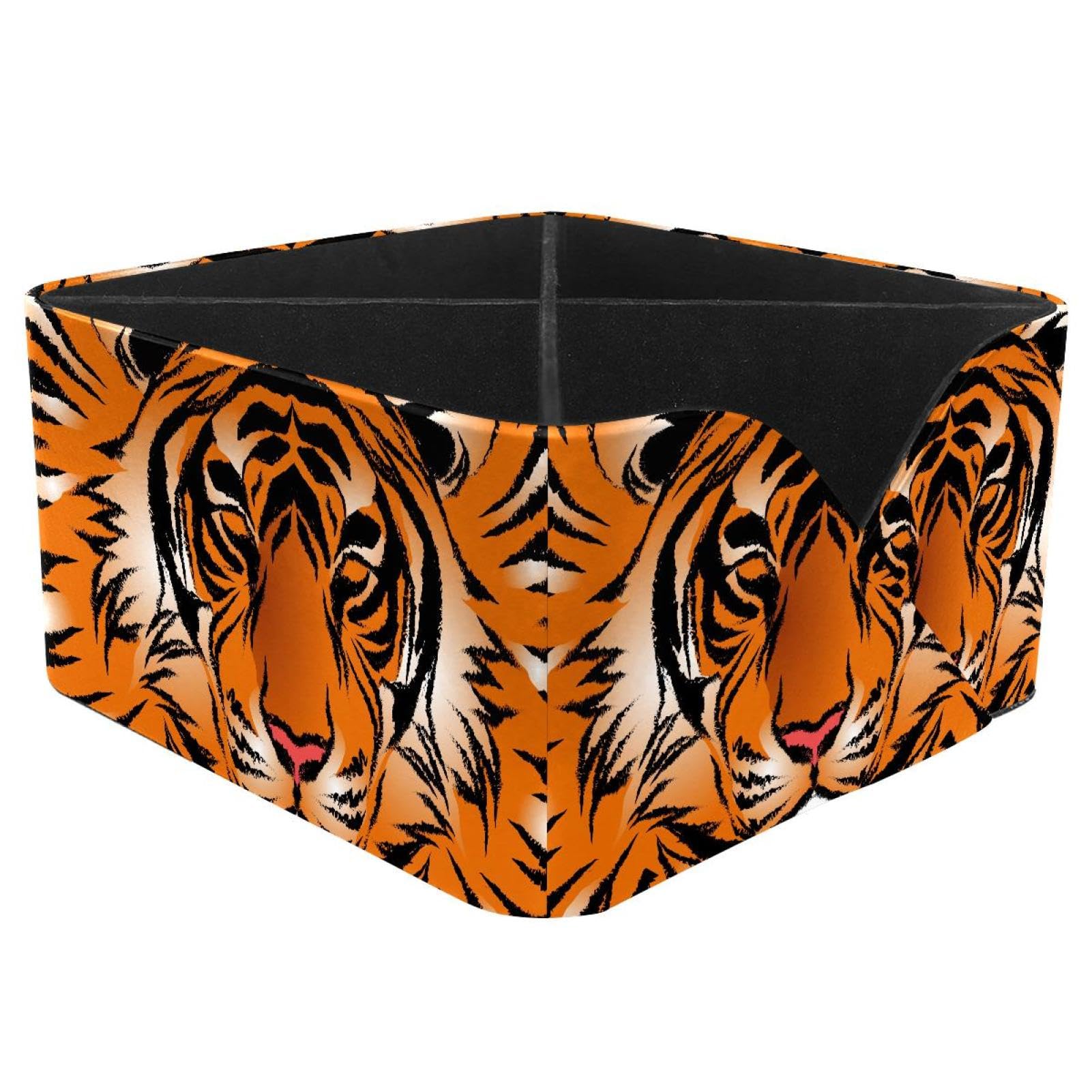 KengjuTesu Striped Bengal Tiger Desktop Organizer Pen Holder, Rectangular Pencil Cup for Office, Study and Makeup Stations