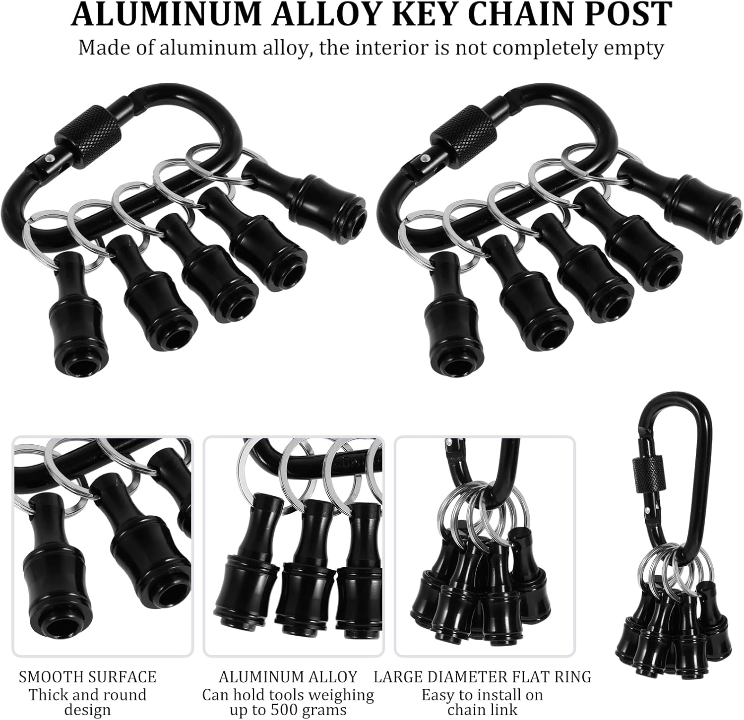 24Pcs Bit Holder Keychain 1/4inch Hex Shaft Screwdriver Bit Holder Portable Extension Bar Keychain Screw Adapter Aluminum Alloy Drill Extension Bit Holder with 4 Carabiner for Screw Driver
