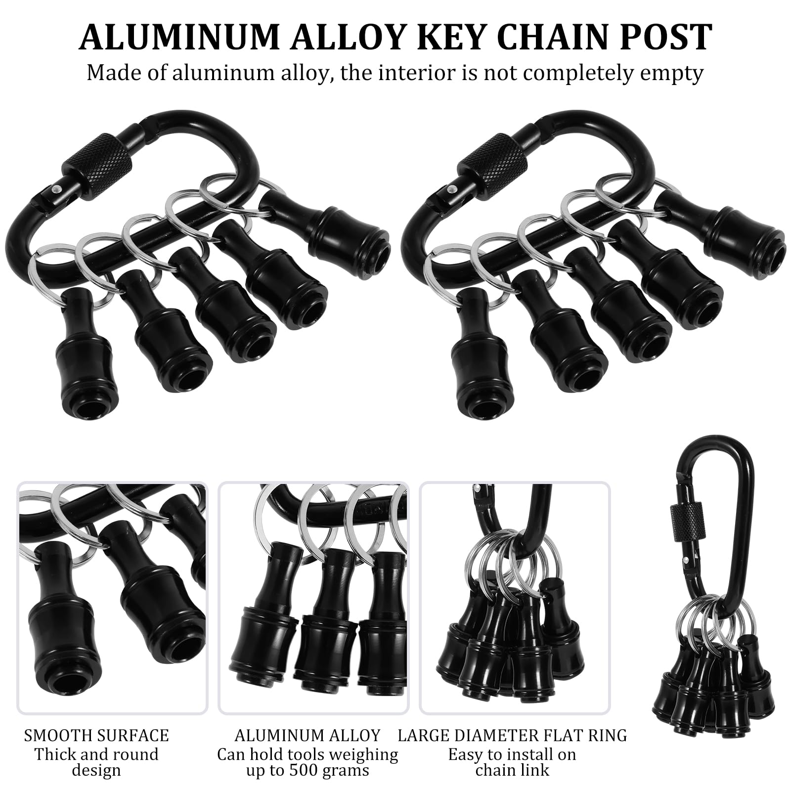 12 soportes de puntas de destornillador de eje hexagonal de 1/4 pulgadas, barra de extensión portátil, llavero, adaptador de tornillo, soporte de broca de aleación de aluminio con 2 mosquetones para