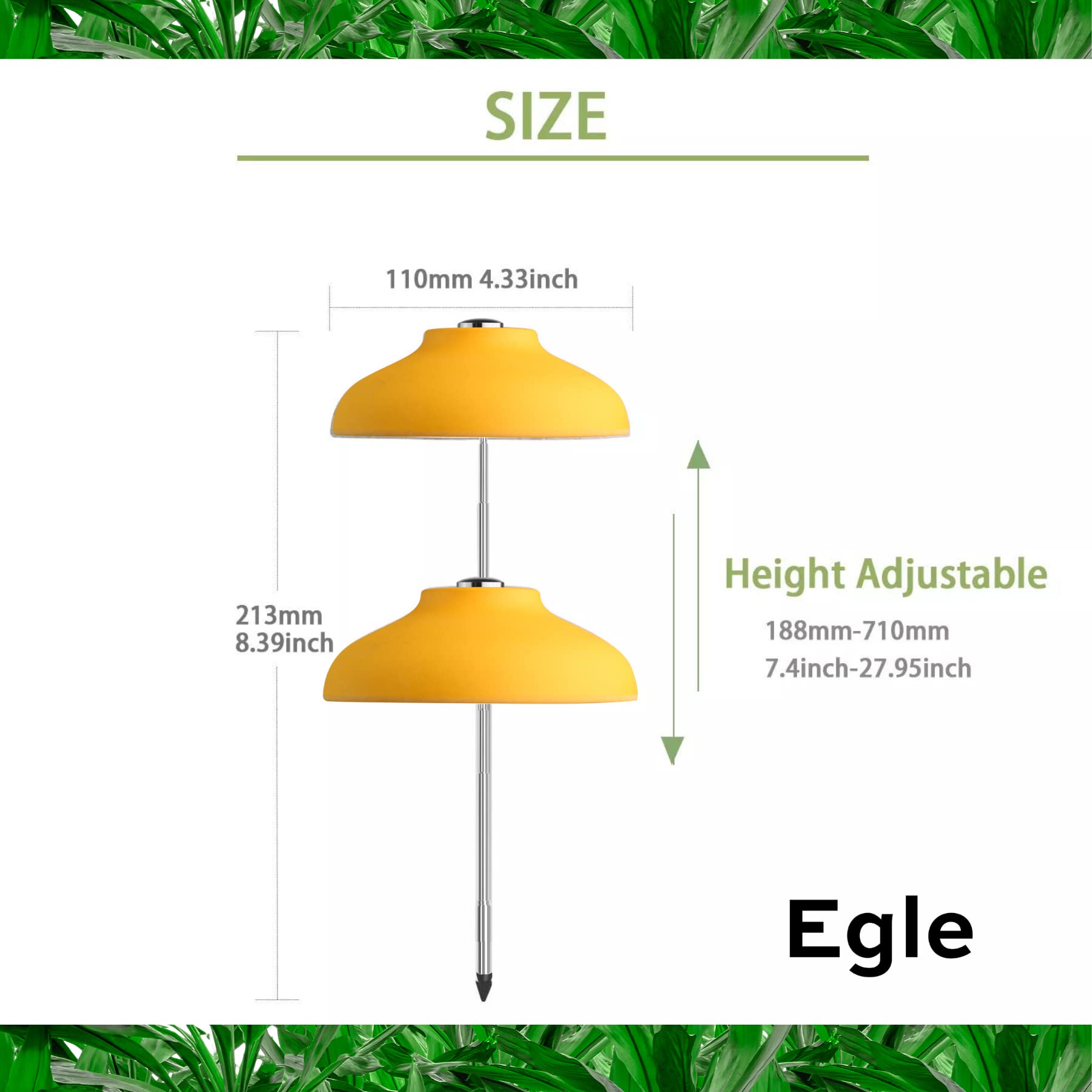 Egle lampada per piante - luce led crescita piante da interno - lampada led spettro completo con altezza regolabile e timer automatico (5W, 3500K, 240 Lumen, USB, 1.5A/5V) eco-friendly (Yellow)