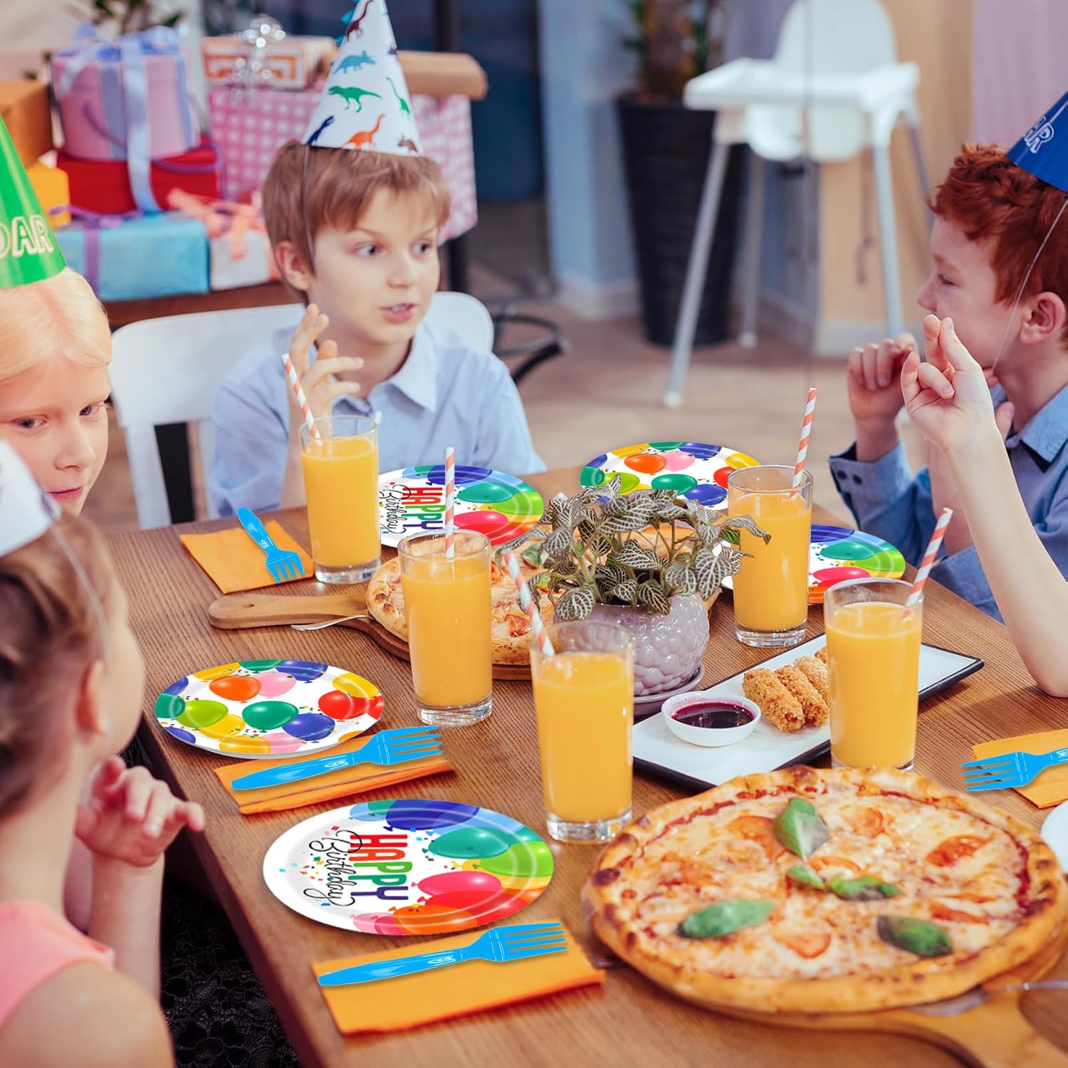 96Pcs Happy Birthday Party Supplies Tableware Set Rainbow Polka Dot Plates Napkins Forks Serves 24 Guests Rainbow Confetti Balloons Birthday Party Decorations - Image 5